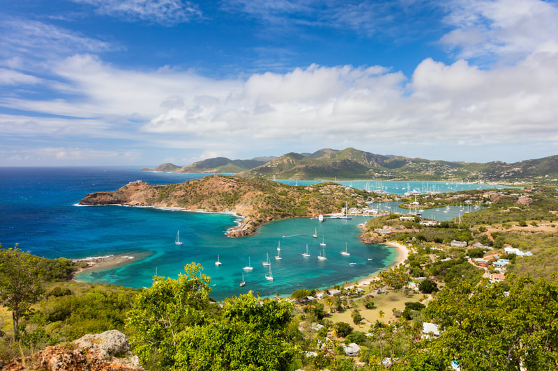 Beautiful lookout of islands and sailboats 